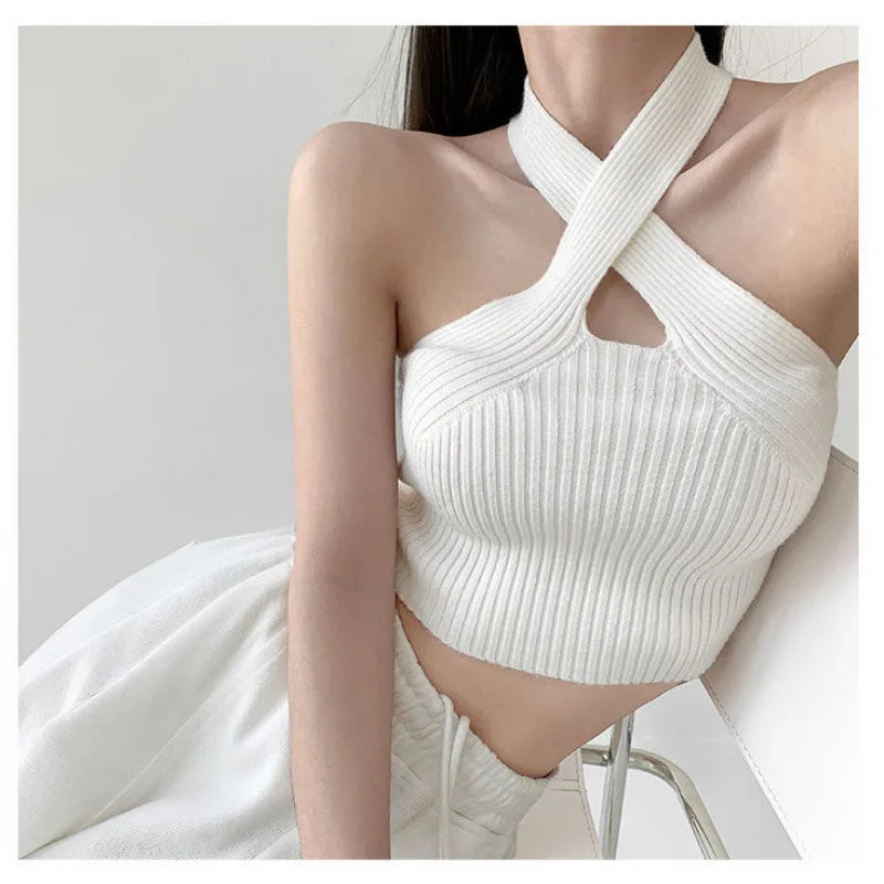 Summer Tank Top for Women 2024 Knitted Bustier Going Out Outfits Solid Color Trendy Basic Slim Fit Y2k Women&