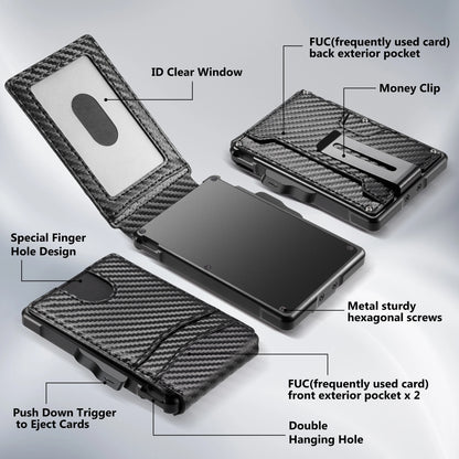 Wallet for Men, Mens Minimalist Wallet 9-13 Cards, Slim Compact Wallet with Money Clip &amp; ID Window, RFID Blocking Smart Pop Up C