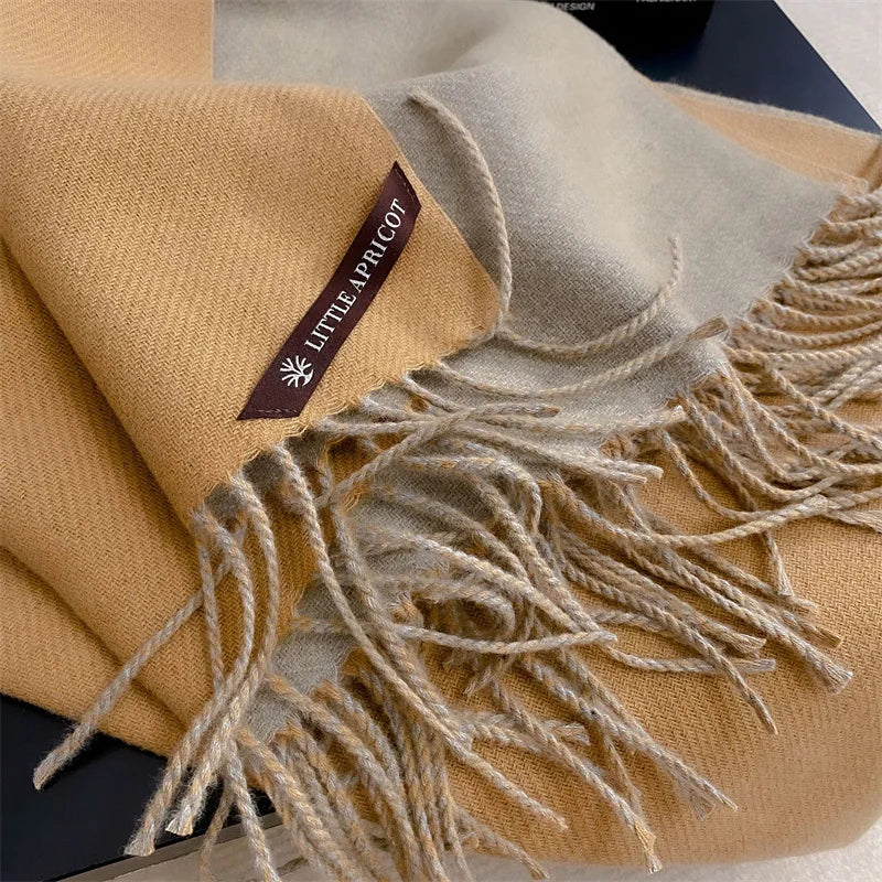 Winter Solid Color Cashmere Like Blanket Women Scarf Designer Thick Warm Pashmina Shawl Wraps With Tassel Poncho Stoles Echarpe