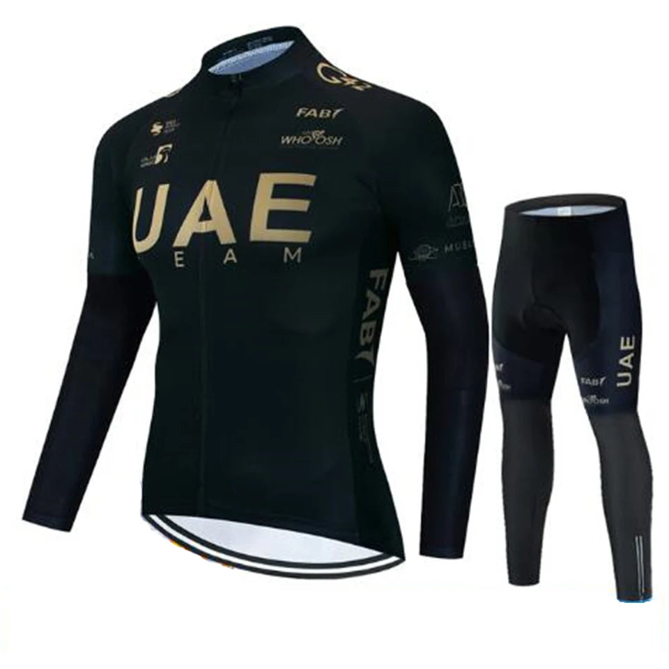 2026 UAE Team Autumn Long Sleeve Cycling Jersey Set Bib Pants Ropa Ciclismo Clothing Bike Uniform Men Bicycle Clothes Mailllot