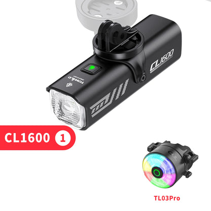 TOWILD CL1600LM Bicycle Light 5000mAh Bike Light IPX6 Flashlight Aluminum Front Lamp Type-C Charging MTB Road Cycling Headlights