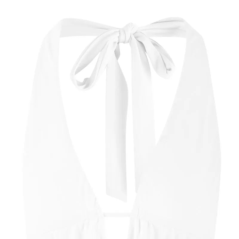 New Women Summer Tank Tops Sexy Solid Color Halter Neck Hollow Out Camisole Tie Backless Bandage Cropped Club Party Bustier Vest