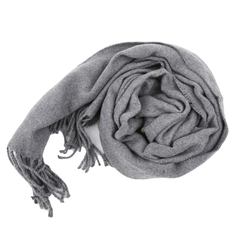 Tassel Scarfs Imitation Cashmere Men Solid Color Fashions Winter Warmth Windproof Thickened Elongated Scarf Women&