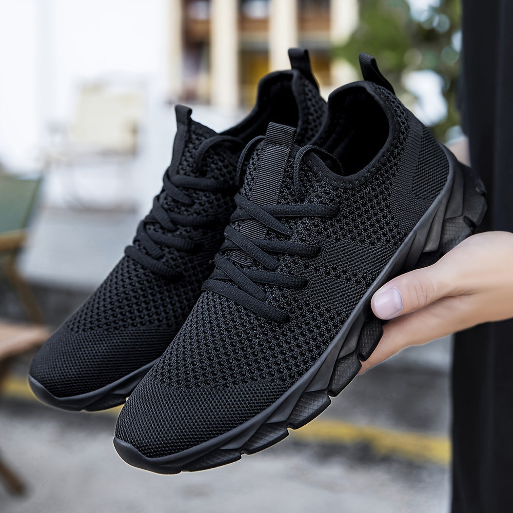 Mens Ultra-Lightweight Breathable Fabric Sneakers - Comfortable Lace-up Shoes with EVA Sole for Sports, Casual Wear - Ideal for Fall, Spring, Summer, Winter
