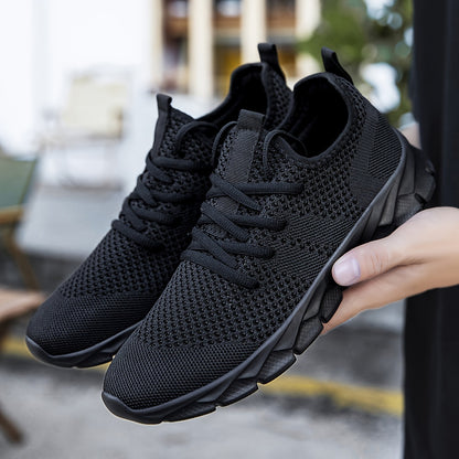 Mens Ultra-Lightweight Breathable Fabric Sneakers - Comfortable Lace-up Shoes with EVA Sole for Sports, Casual Wear - Ideal for Fall, Spring, Summer, Winter